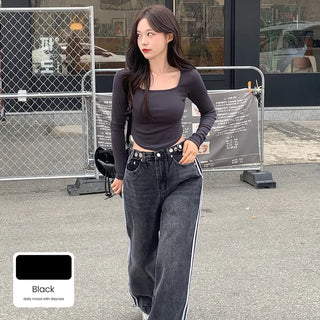 2-Way Line Wide Denim Pants (2 colors)
