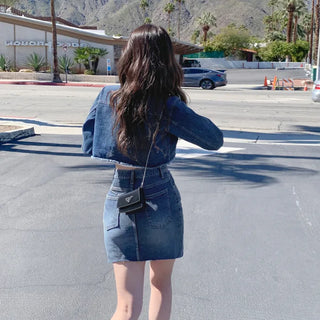 Span denim skirt (2 colors)