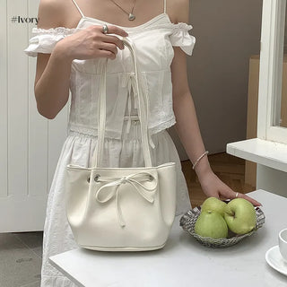 Ribbon Ballet Core Wrinkle Leather Tote Bag (6 colors)
