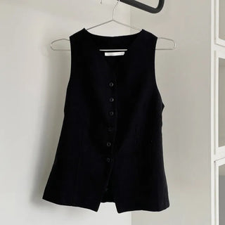 linen v neck vest (2c)