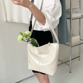 Glossy wrinkle leather shoulder bag (4 colors)