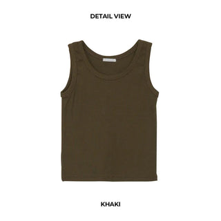 Ribbed Basic Round Sleeveless