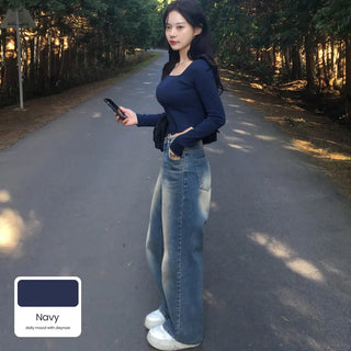 Round Cropped Square Neck T-Shirt (4 colors)