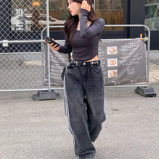 2-Way Line Wide Denim Pants (2 colors)