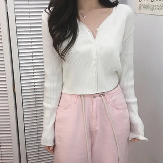Ribbed V-neck cardigan (6 colors)