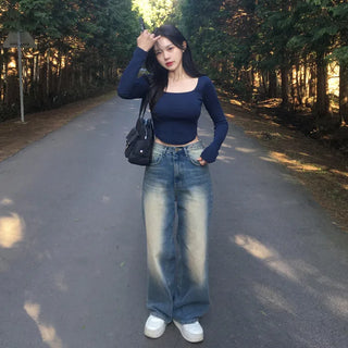 Round Cropped Square Neck T-Shirt (4 colors)