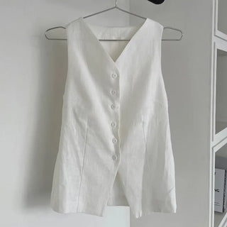 linen v neck vest (2c)