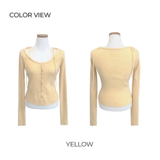 Shoulder ribbon cardigan (4 colors)