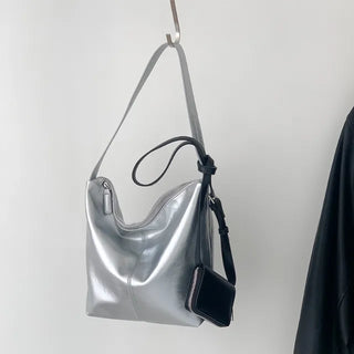Glossy wrinkle leather shoulder bag (4 colors)