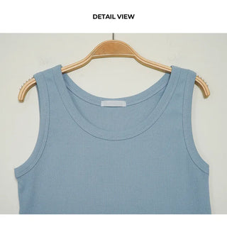 Ribbed Basic Round Sleeveless