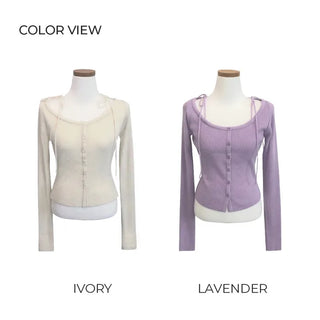 Shoulder ribbon cardigan (4 colors)