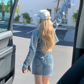 Cropped denim jacket (2 colors)