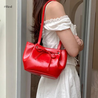 Ribbon Ballet Core Wrinkle Leather Tote Bag (6 colors)
