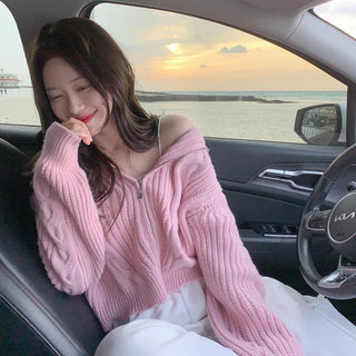 2-Way Twist Knit Hoodie (4 colors)