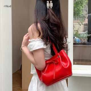 Ribbon Ballet Core Wrinkle Leather Tote Bag (6 colors)