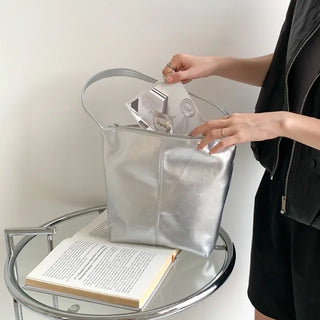 Glossy wrinkle leather shoulder bag (4 colors)