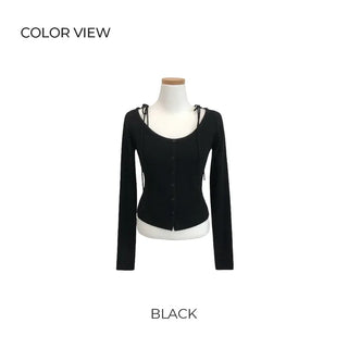Shoulder ribbon cardigan (4 colors)