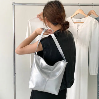 Glossy wrinkle leather shoulder bag (4 colors)