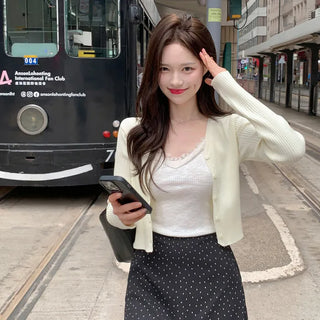Ribbed V-neck cardigan (6 colors)