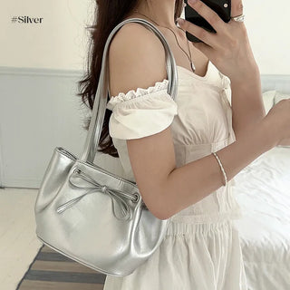 Ribbon Ballet Core Wrinkle Leather Tote Bag (6 colors)