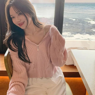 2-Way Twist Knit Hoodie (4 colors)