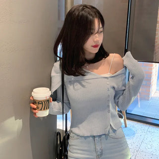 Asymmetrical off-shoulder knit (5 colors)