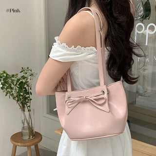 Ribbon Ballet Core Wrinkle Leather Tote Bag (6 colors)