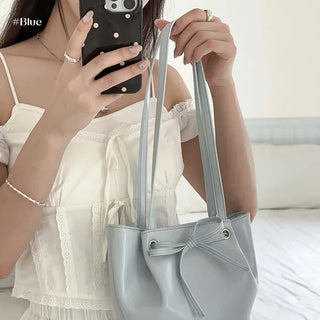 Ribbon Ballet Core Wrinkle Leather Tote Bag (6 colors)