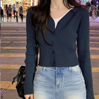 Ribbed V-neck cardigan (6 colors)