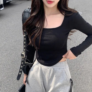 Round Cropped Square Neck T-Shirt (4 colors)