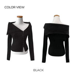 Asymmetrical off-shoulder knit (5 colors)