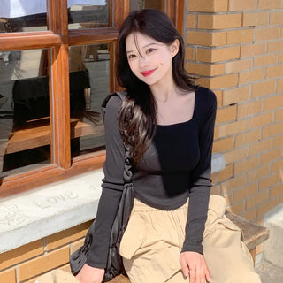 Round Cropped Square Neck T-Shirt (4 colors)