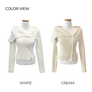 Asymmetrical off-shoulder knit (5 colors)