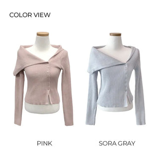 Asymmetrical off-shoulder knit (5 colors)