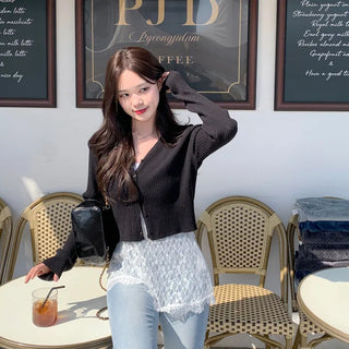 Ribbed V-neck cardigan (6 colors)