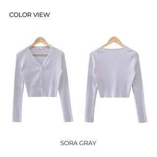 Ribbed V-neck cardigan (6 colors)
