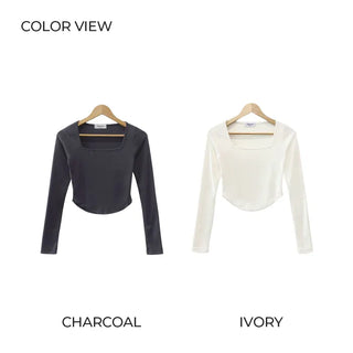Round Cropped Square Neck T-Shirt (4 colors)