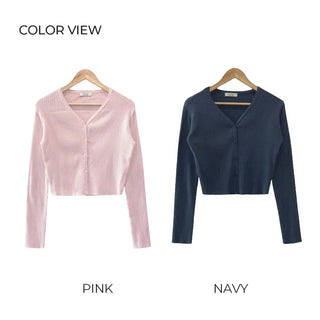 Ribbed V-neck cardigan (6 colors)
