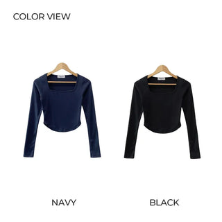 Round Cropped Square Neck T-Shirt (4 colors)