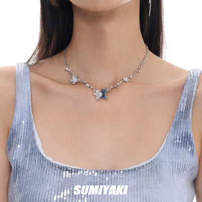 3D Diamond Gradient Butterfly Chain Necklace
