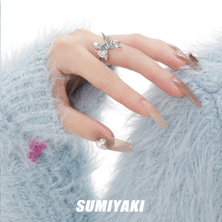 Silver butterfly unisex ring