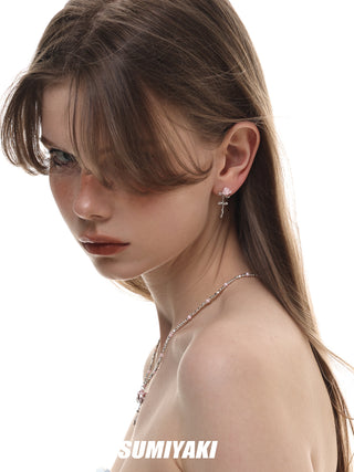 Pink Rose crome Earrings