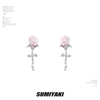 Pink Rose crome Earrings