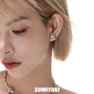 Ice Cube Pearl Ear Clips