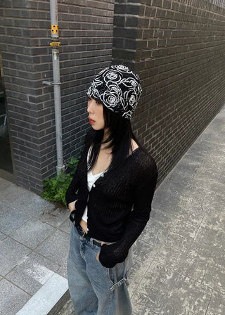 Cropped knit cardigan