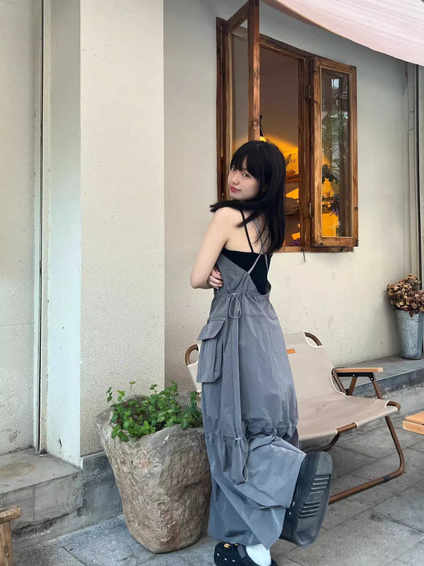 Y2K Cargo Overall Dress