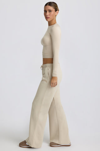 Low-Rise Wide-Leg Joggers in Bone