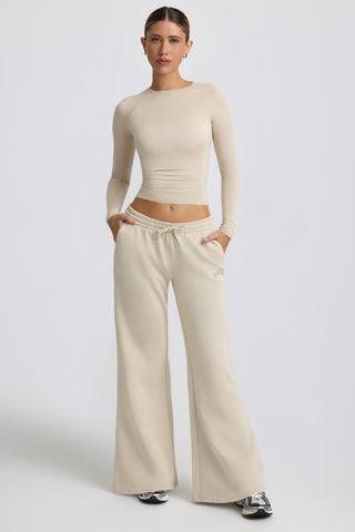 Low-Rise Wide-Leg Joggers in Bone