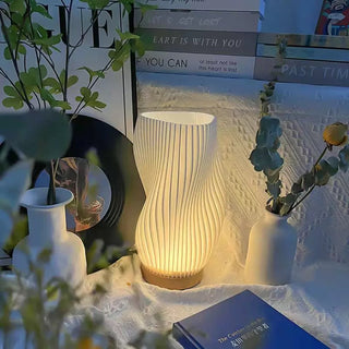 Cream Striped Desk Lamp