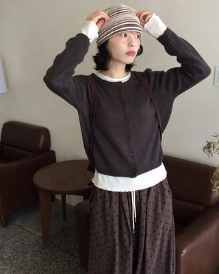 Wool round cardigan